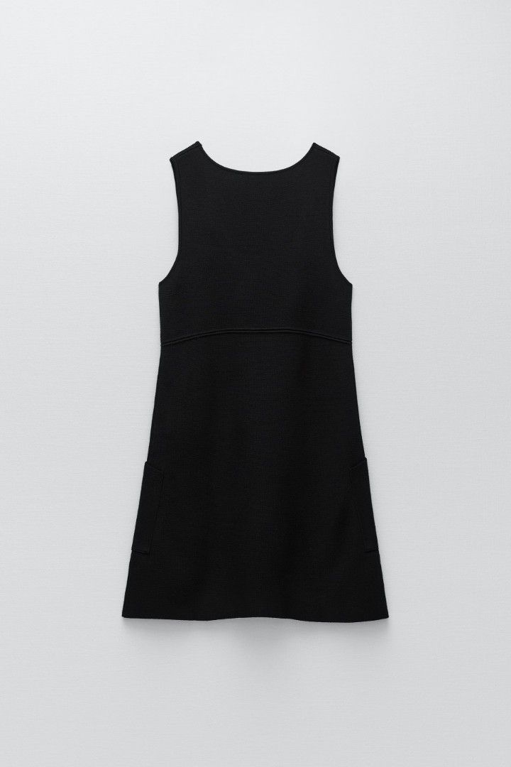 Zara knit pocket black dress