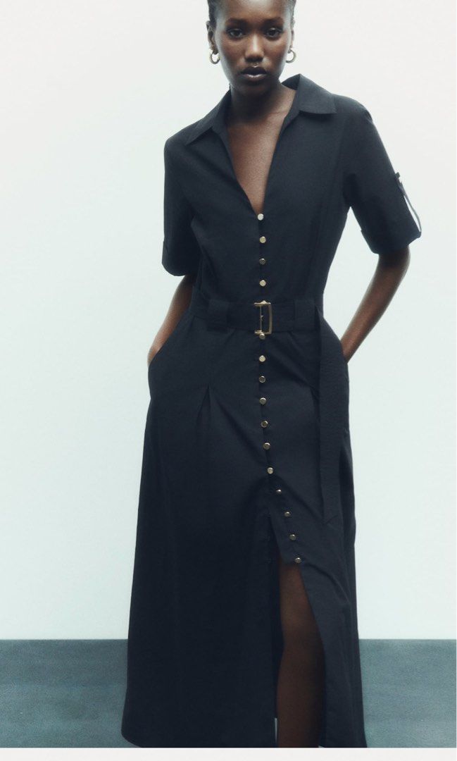 Zara button up dress with pockets top