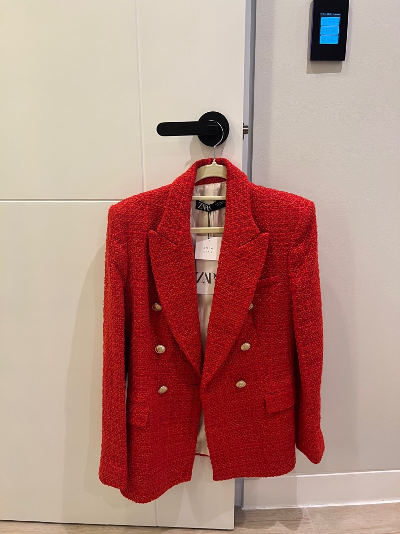 Zara Red Blazer, Women's Fashion, Coats, Jackets and Outerwear on Carousell