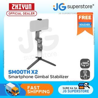 Zhiyun Smooth X2 2-Axis Smartphone Gimbal Stabilizer with 360 Degree Rotation, Gesture Control, Quick Mode Switch, 265mm Extendable Rod (Black) (Standard, Combo) | JG Superstore