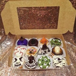 12pcs Assorted Mini Donuts Halloween Theme Pure Chocolate Glazed Affordable Giveaways Party Food