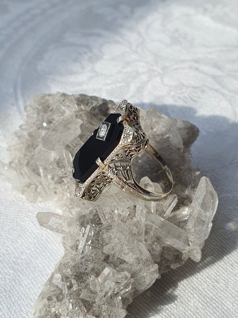 White gold clearance onyx ring