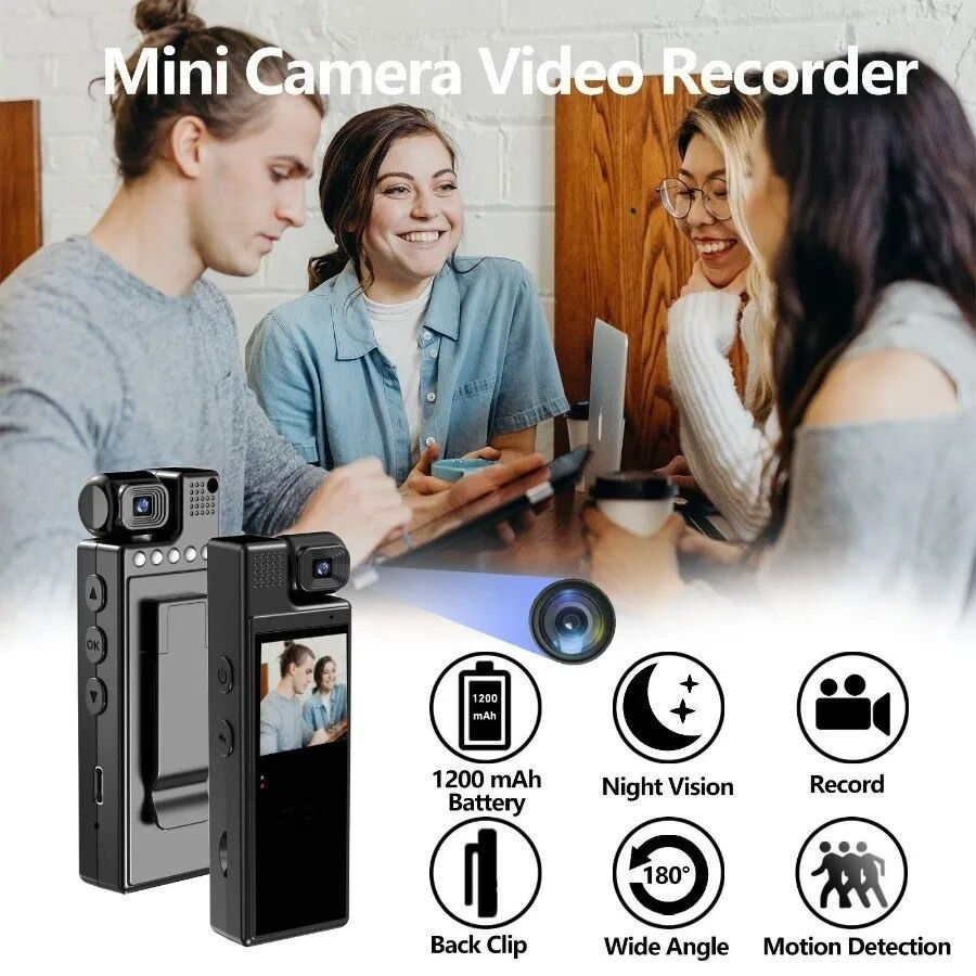 4K HD Portable Mini Action Camera Wifi Back Clip 180° Rotatable IR ...