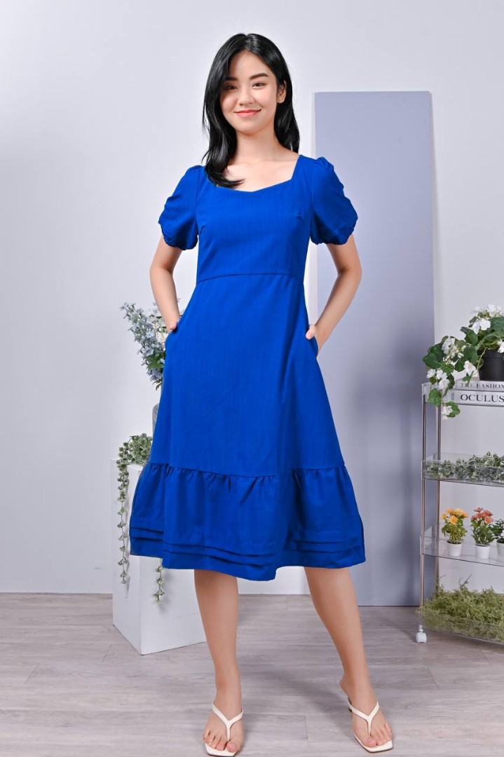 628 ALL WOULD ENVY Jennifer Pintuck Dress in Blue (L) AWE, Women's