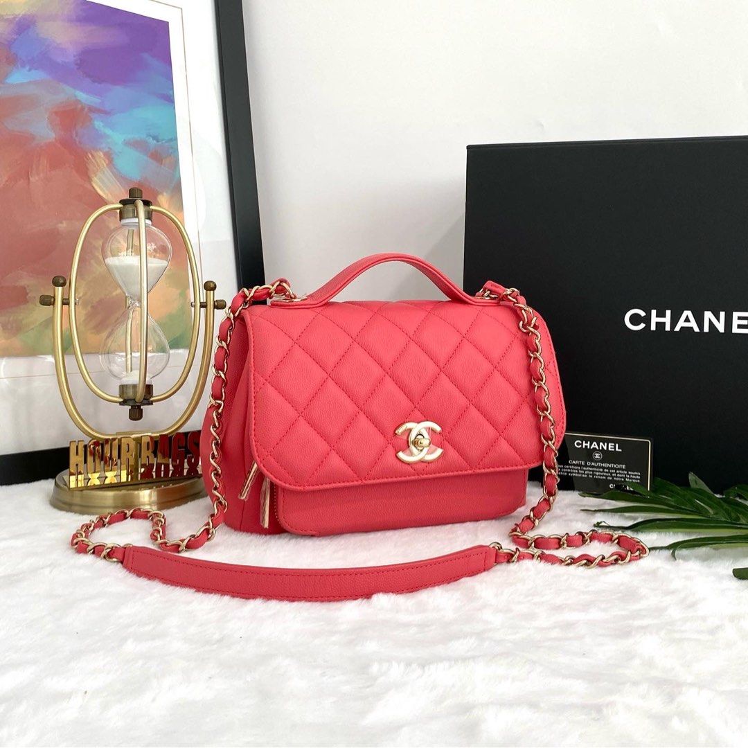 💯% Authentic Chanel Pink Color Quilted Caviar 23cm Affinity Flap Bag in  LGHW