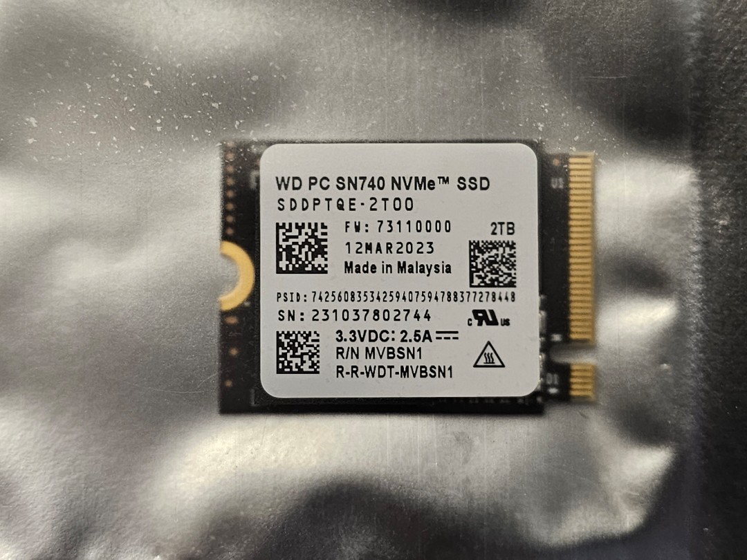 現貨WD 2TB SN740 2230 rog ally steam deck microsoft, 電子遊戲