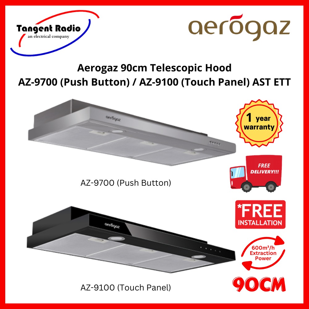 Aerogaz 90cm Telescopic Hood AZ9700 (Push Button) / AZ9100 (Touch