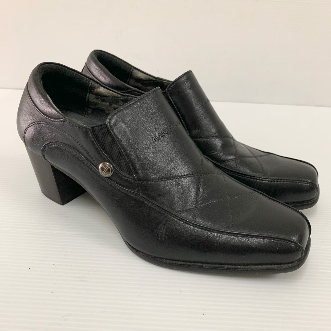 Alain Delon Leather Black Shoes, Women's Fashion, Footwear, Boots on ...