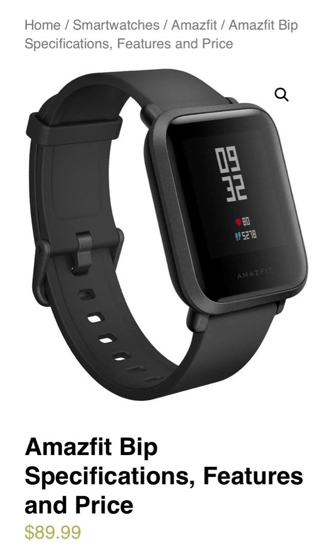 Amazfit bip specification hot sale
