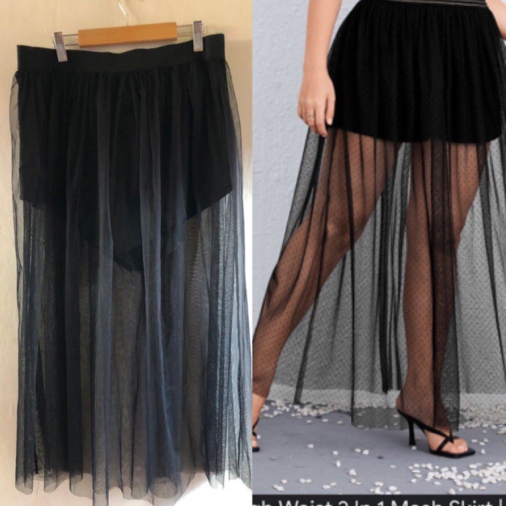 Amazon brand mesh skirt with short lining Women s Fashion Bottoms Skirts on Carousell
