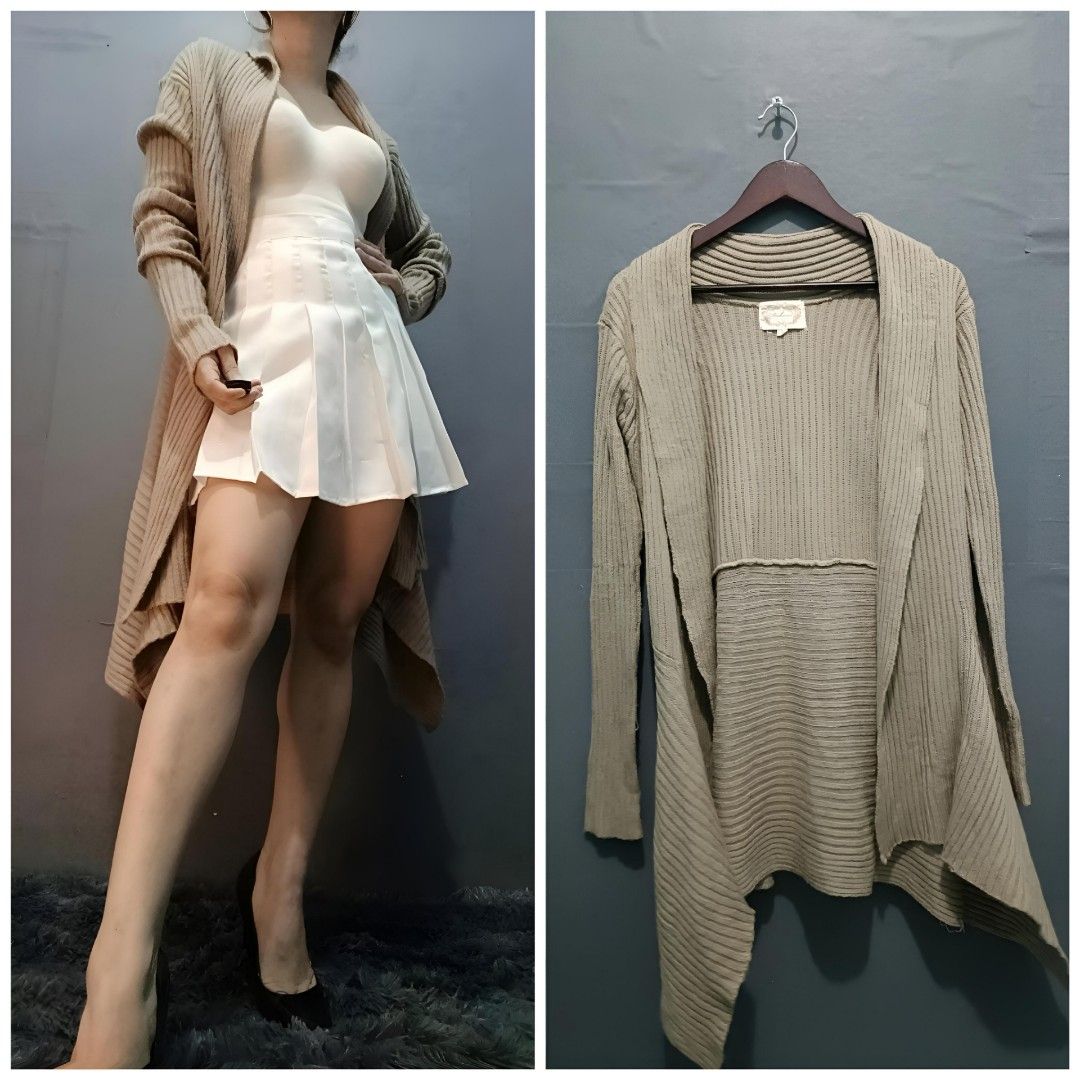 AMBIANCE Camel Tan Brown Knitted Cardigan Street Style Casual