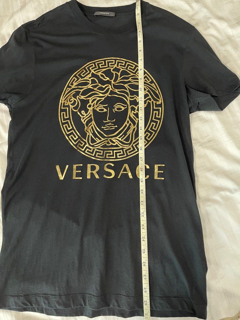 Versace Gold Medusa Logo Center Brand Name Stripe Black Hoodie