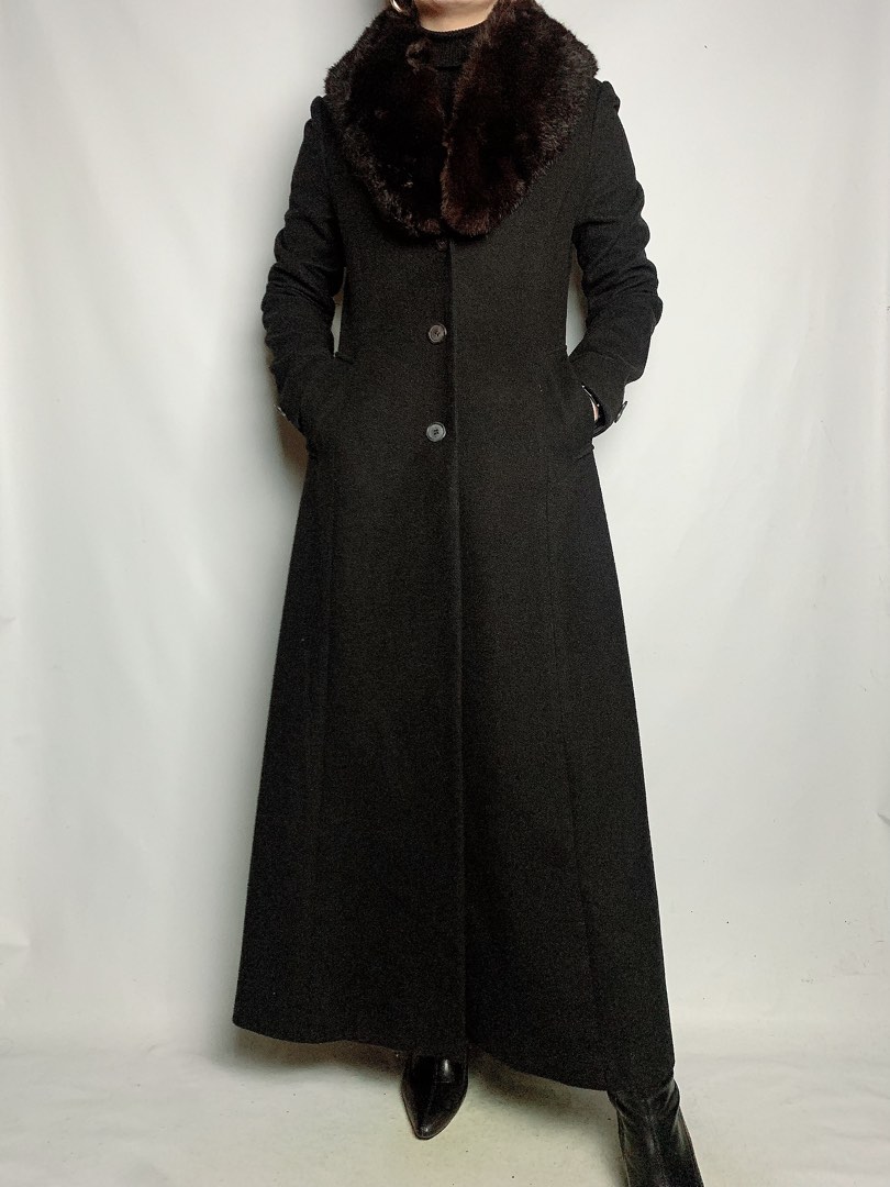 AVAILABLE Polyester made long coat, Black long coat, Ankle length coat