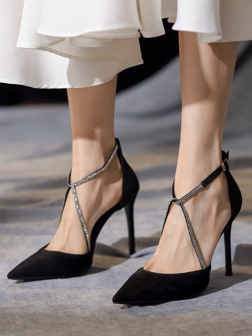 Black Heels with diamond detail