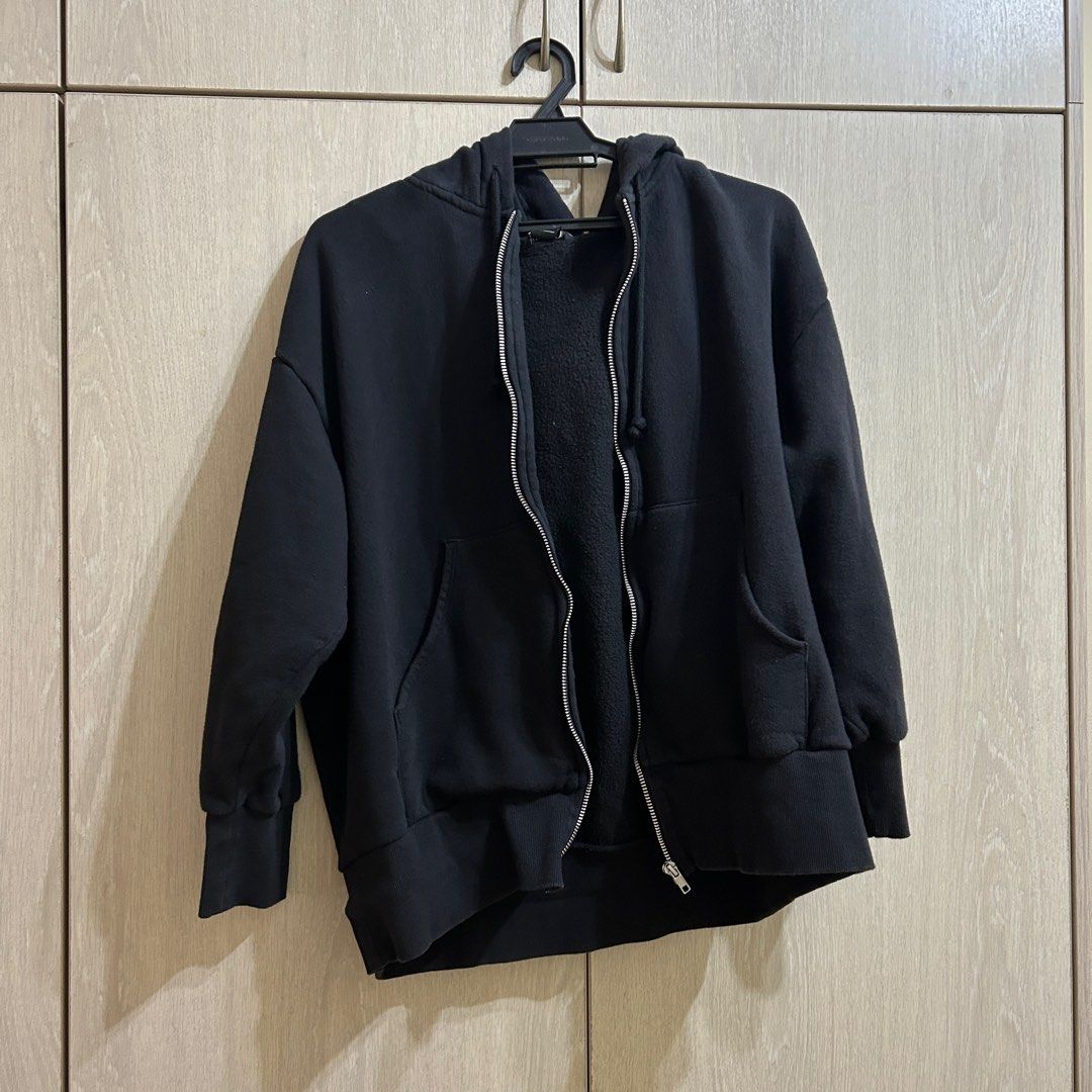 MONKI Black Zipper Jacket Women s Fashion Coats Jackets and