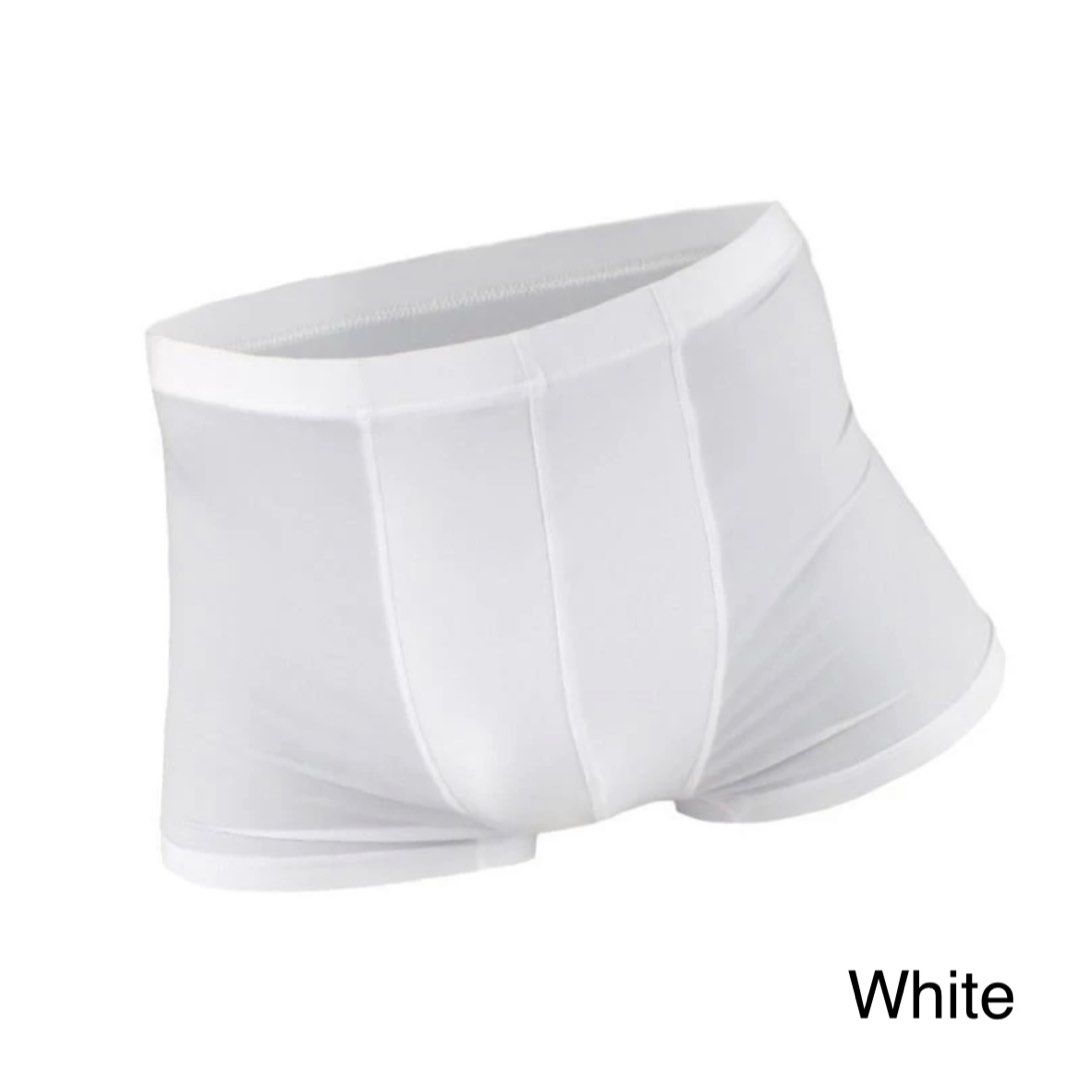 White silk discount boxer shorts