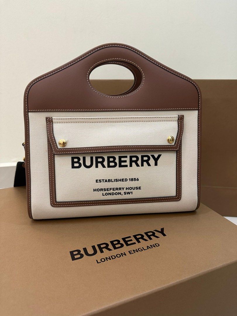 Burberry Pocket Two-tone Small Tote Bag