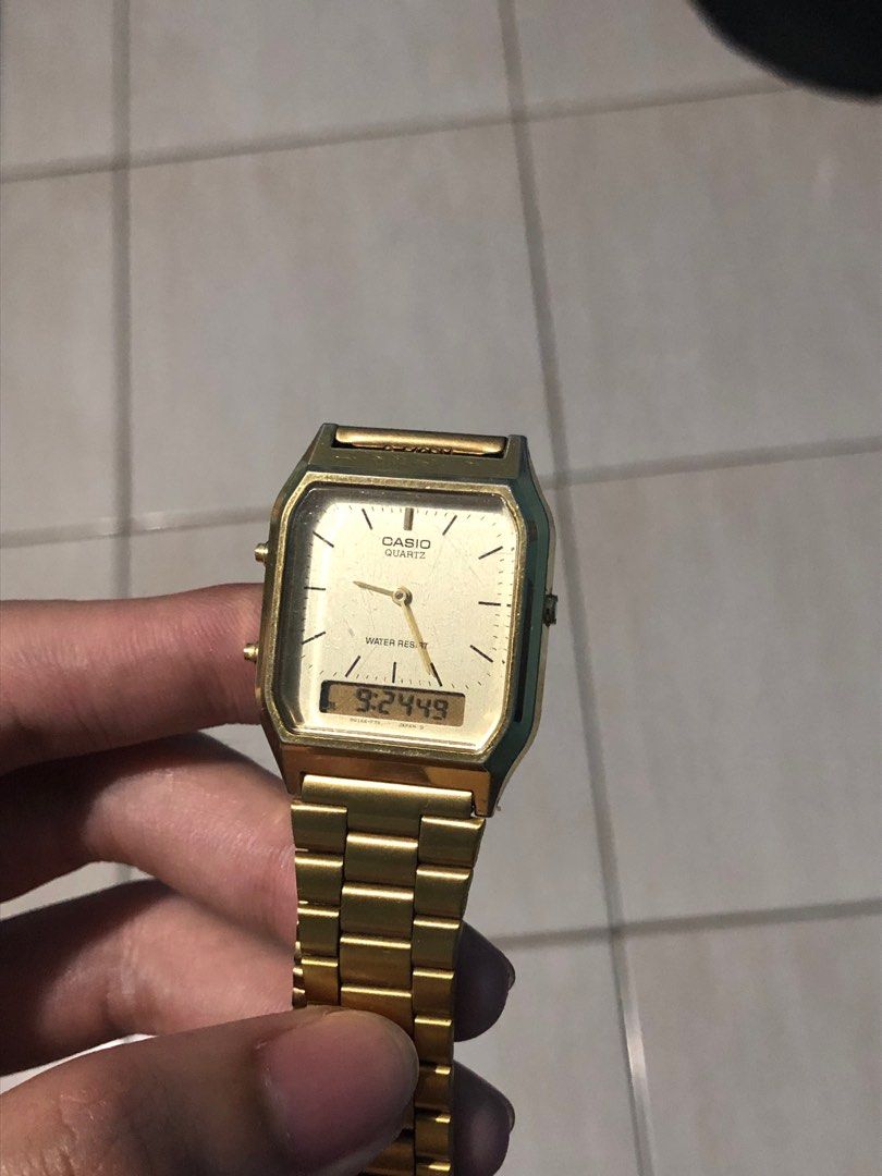 Vintage Casio AQ230 Gold, Women's Fashion, Watches & Accessories ...