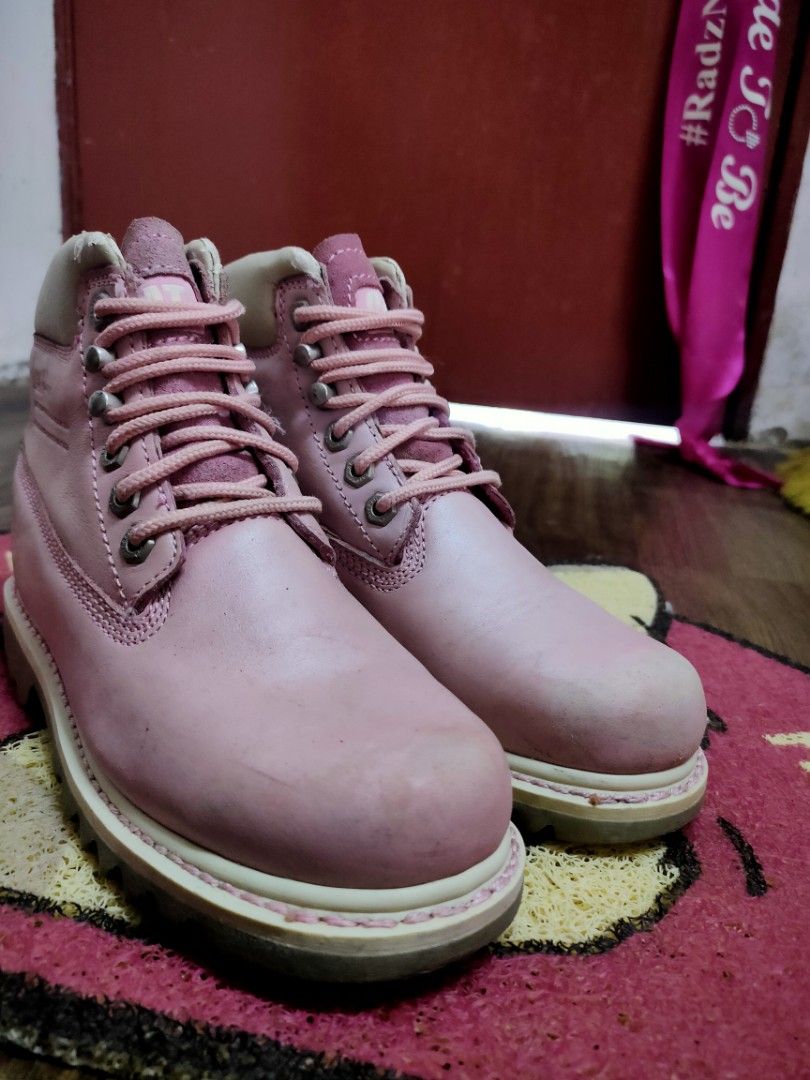 Pink shop caterpillar boots