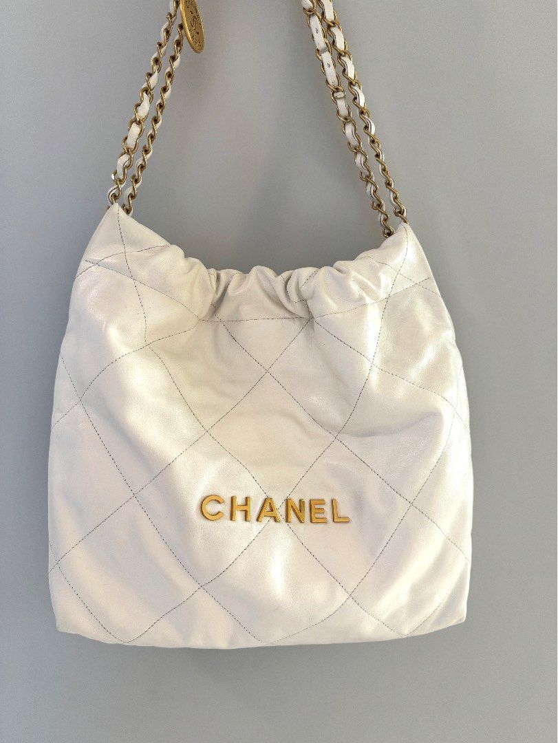 Chanel 22 White Medium, Luxury, Bags & Wallets on Carousell