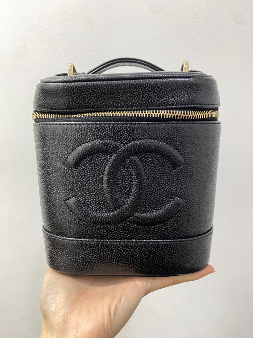 Chanel Vintage Vanity Case in Black Caviar GHW, Luxury, Bags & Wallets