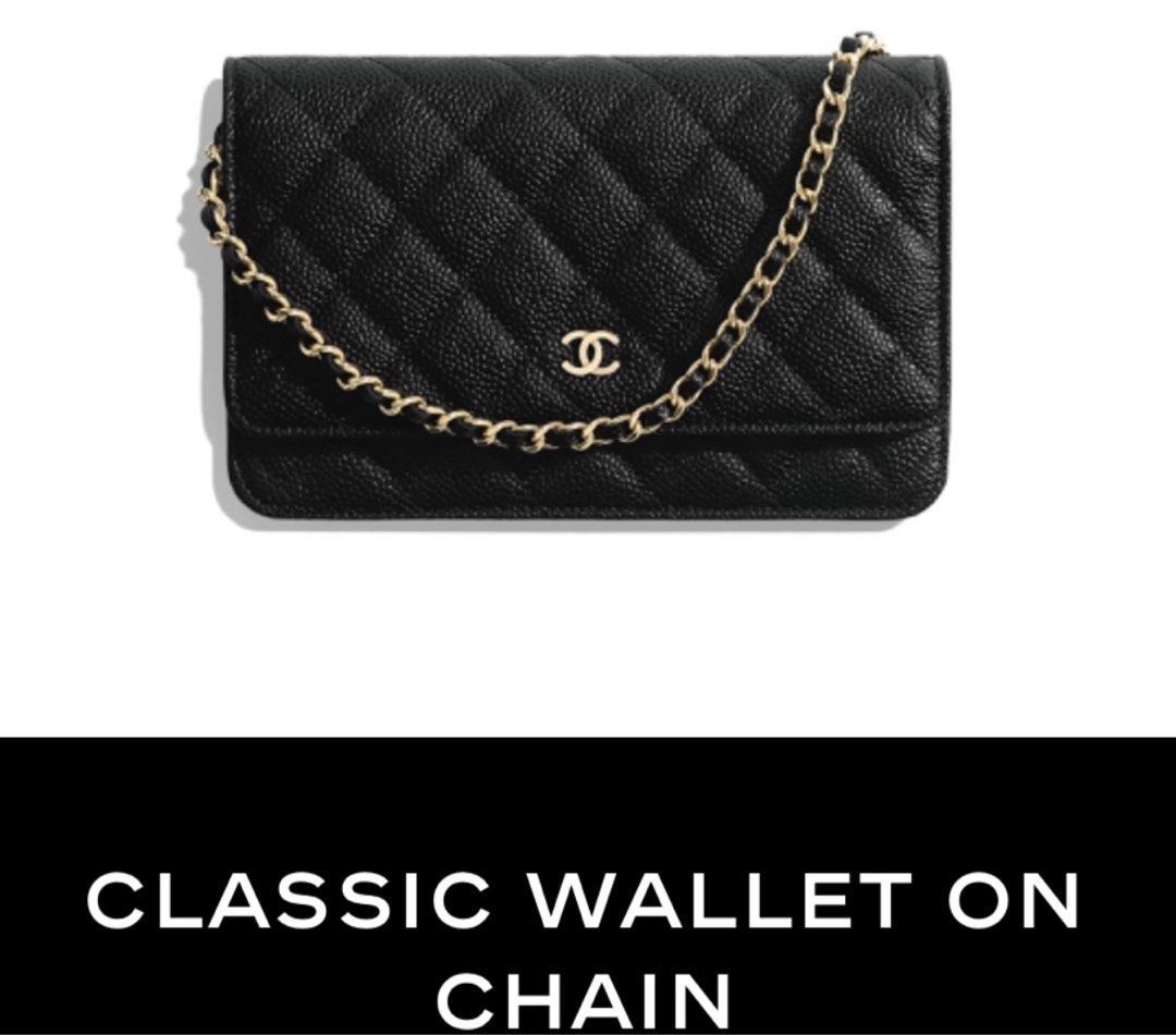 New BOX CHANEL 2023 Wallet on Chain Caviar Leather Black WOC Bag Gold  MICROCHIP