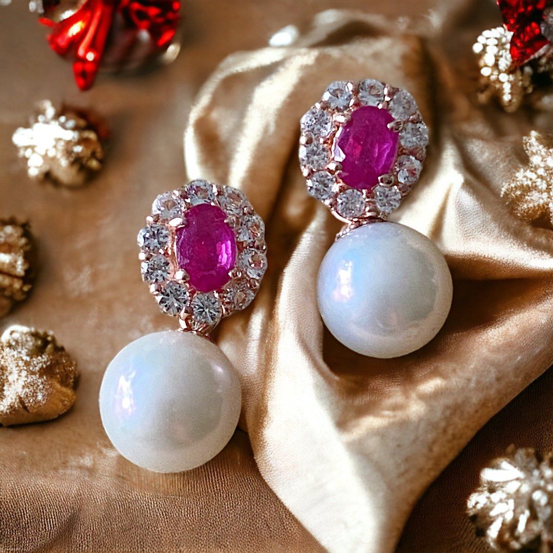 Ruby earrings w pearls