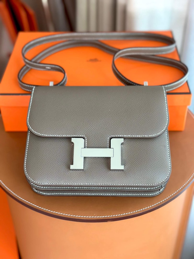Hermes Constance Mini 18 Etoupe Gray Epsom Handbag