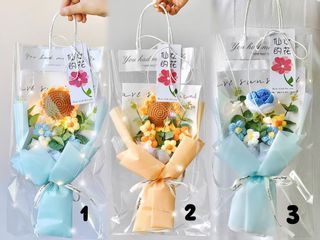 Crochet & Artificial Graduation Bouquet Crochet Flower Balloon Birthday Gift Ideas Home Decoration Housewarming Farewell Newborn Congratulations Get Well Soon Anniversary Wedding Gift Hamper Gift Basket Preserved Graduation Bear Graduation Gown