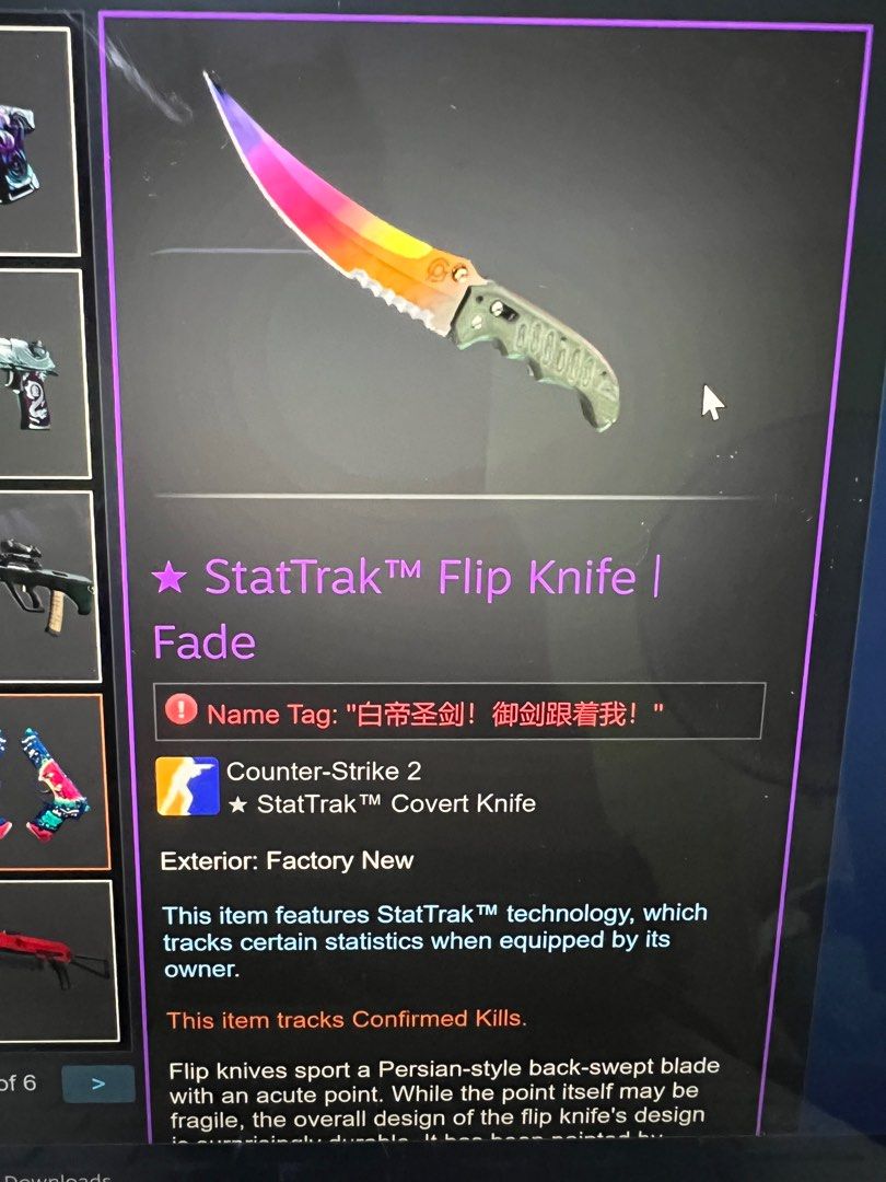 CS2 CSGO Flip knife Fade FN StatTrak, Video Gaming, Video Games, Others ...