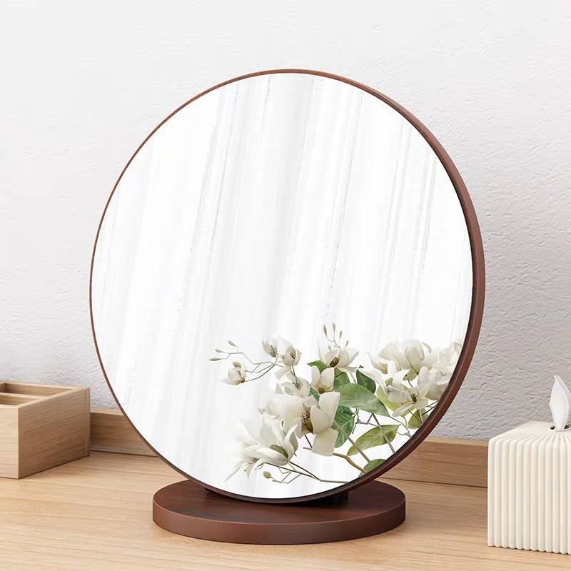Dark Walnut Round Table Mirror (20cm), Furniture & Home Living, Home