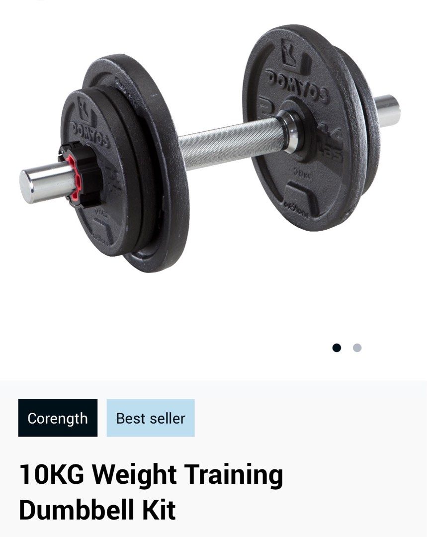 Decathlon 10kg weight training dumbbell kit Sports Equipment Exercise Fitness Weights Dumbbells on Carousell