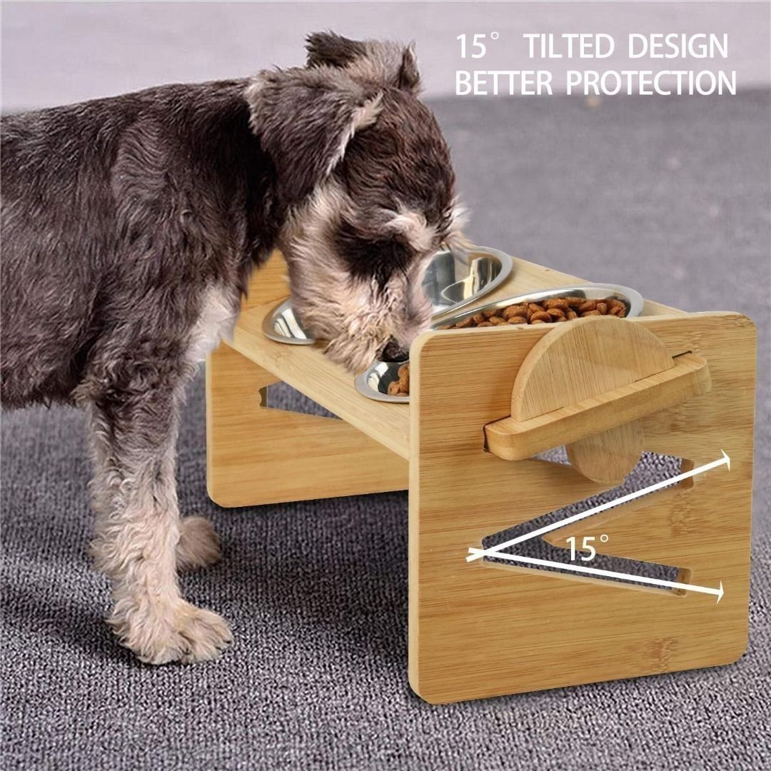 Elevated slanted clearance dog bowl