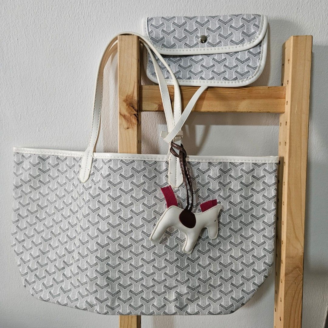 EMO White Tote Shoulder Bag Large Capacity