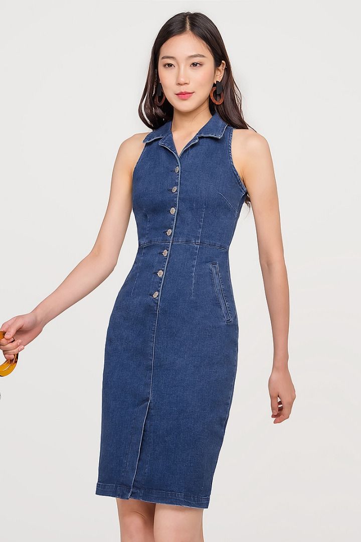 FAYTH Deon Denim Midi Dress, Women's Fashion, Dresses & Sets, Dresses on Carousell