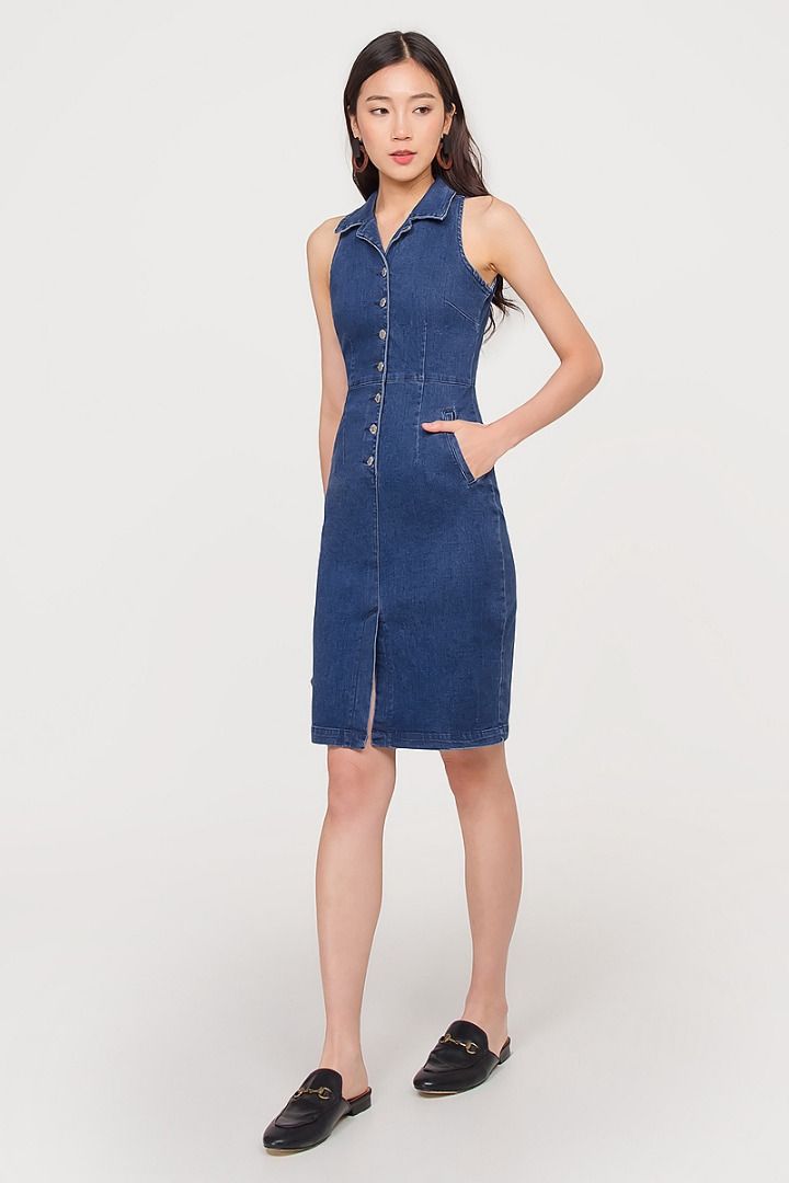 fayth denim dress SAVEIRA DENIM DRESS STONE  Fayt The Label