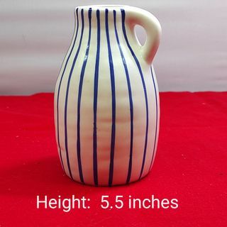 IKEA Small Ceramic Bud Vase Handled Jug Cobalt blue and white stripes Swedish boho for 325 *O85