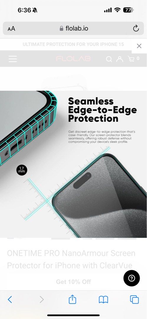 Flolab ONETIME PRO NanoArmour Screen Protector for iPhone 15 Pro Max with  ClearVue Anti-Reflective Technology, Mobile Phones & Gadgets, Mobile &  Gadget Accessories, Other Mobile & Gadget Accessories on Carousell