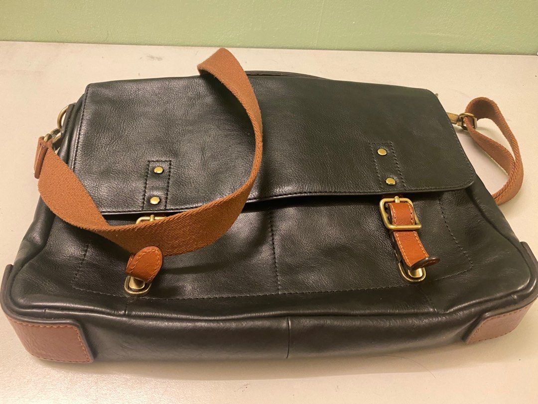Fossil defender leather messenger bag cheap