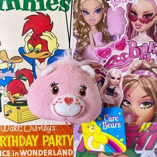 GANCI BONEKA MINI CAREBEARS CHEER BEAR PINK BONEKA LANDYARD ID CARD CHAIN