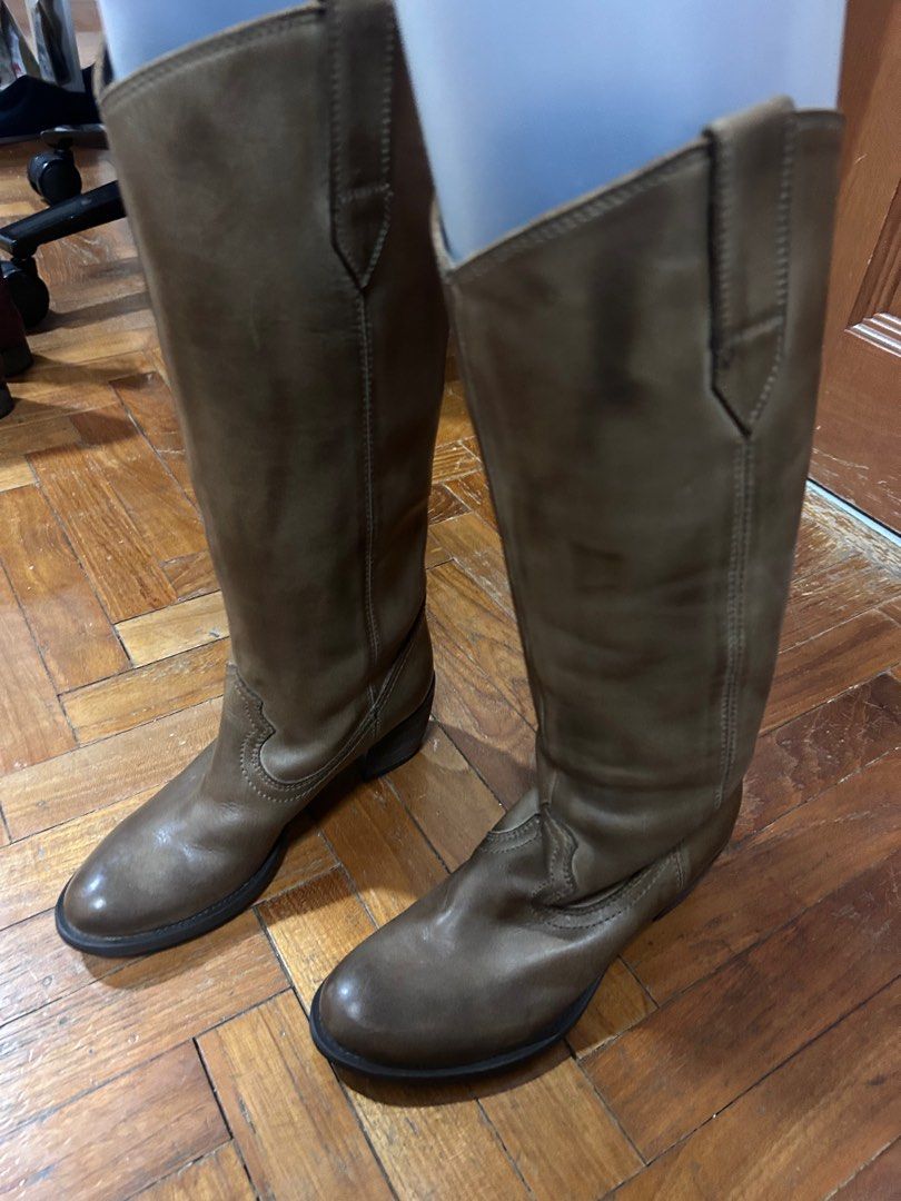 Genuine leather riding boots womens hot sale