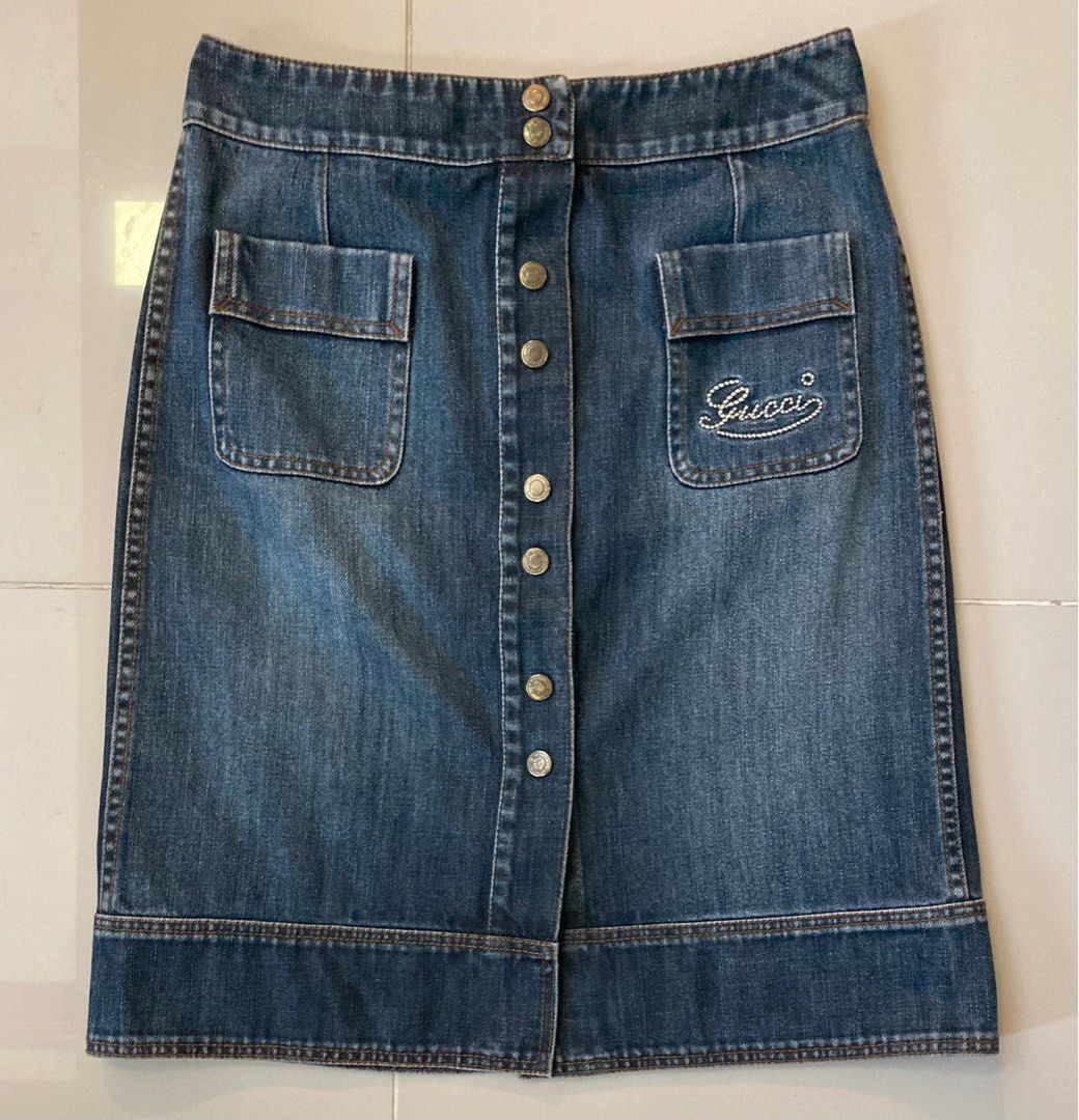Gucci Denim Skirt Blue Women s Fashion Bottoms Skirts on Carousell