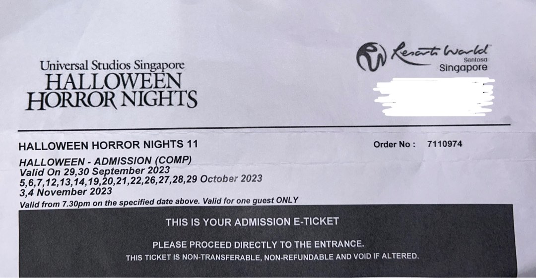 Halloween Horror Night ticket (HHN), Tickets & Vouchers, Event Tickets