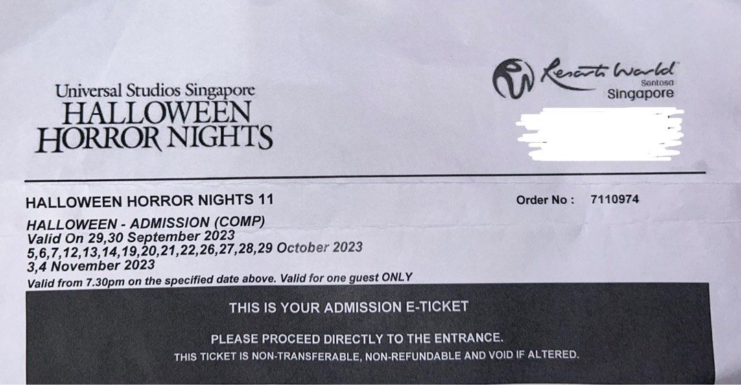 Halloween Horror Night ticket (HHN), Tickets & Vouchers, Event Tickets