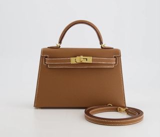 Hermès Kelly Elan In Etoupe Veau Madame Leather With Gold Hardware