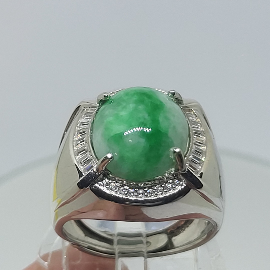 J303244 Natural Authentic Jadeite Man Ring. A