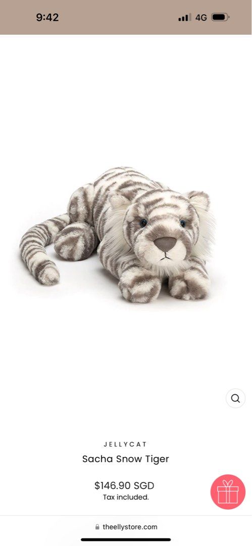 Jellycat Sacha Snow Tiger Large Hobbies Toys Toys Games on Carousell