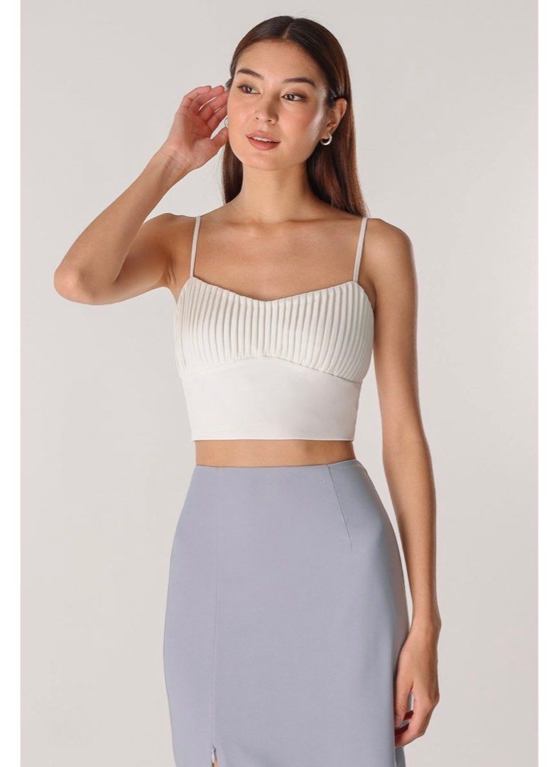 JOANNE PLEATED CAMI TOP (WHITE)