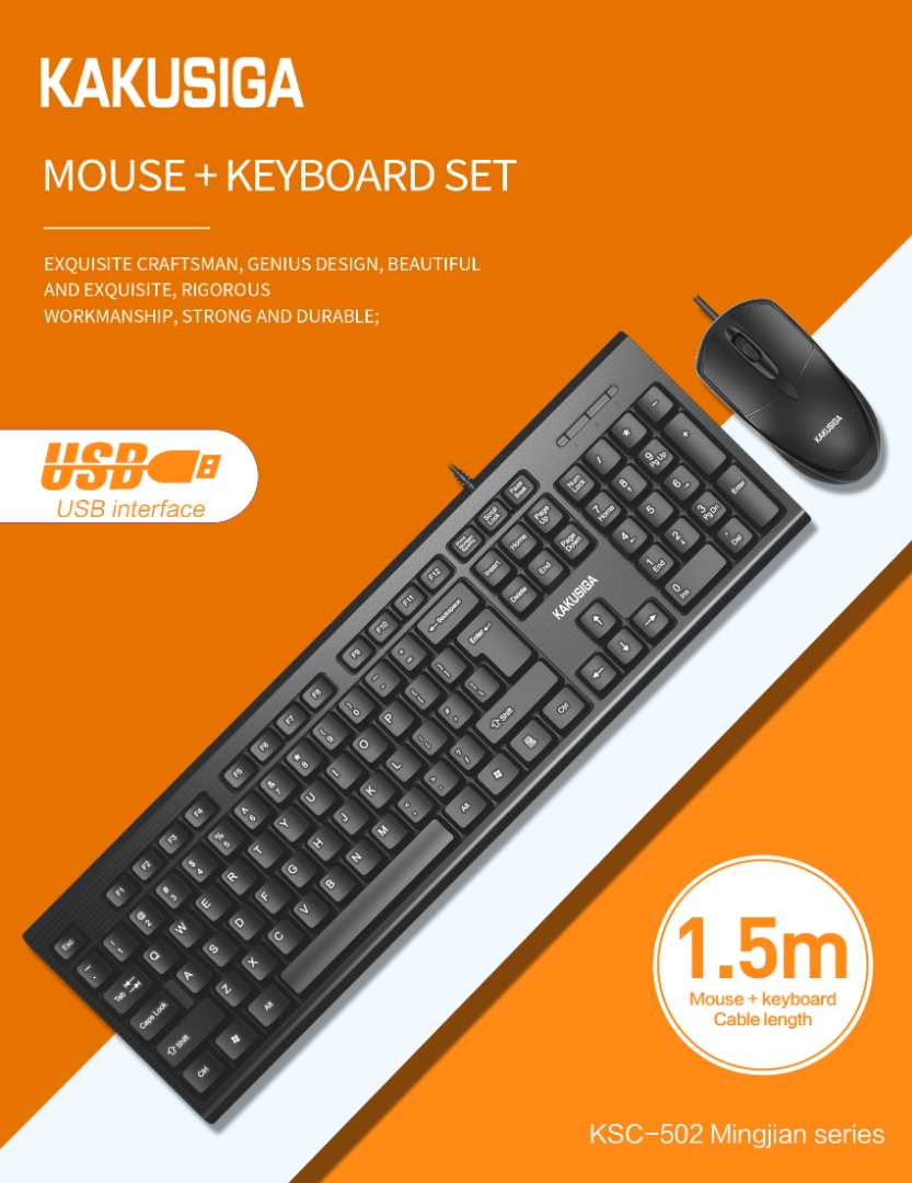 Kakusiga USB wired mouse and keyboard set combos basic mice computer