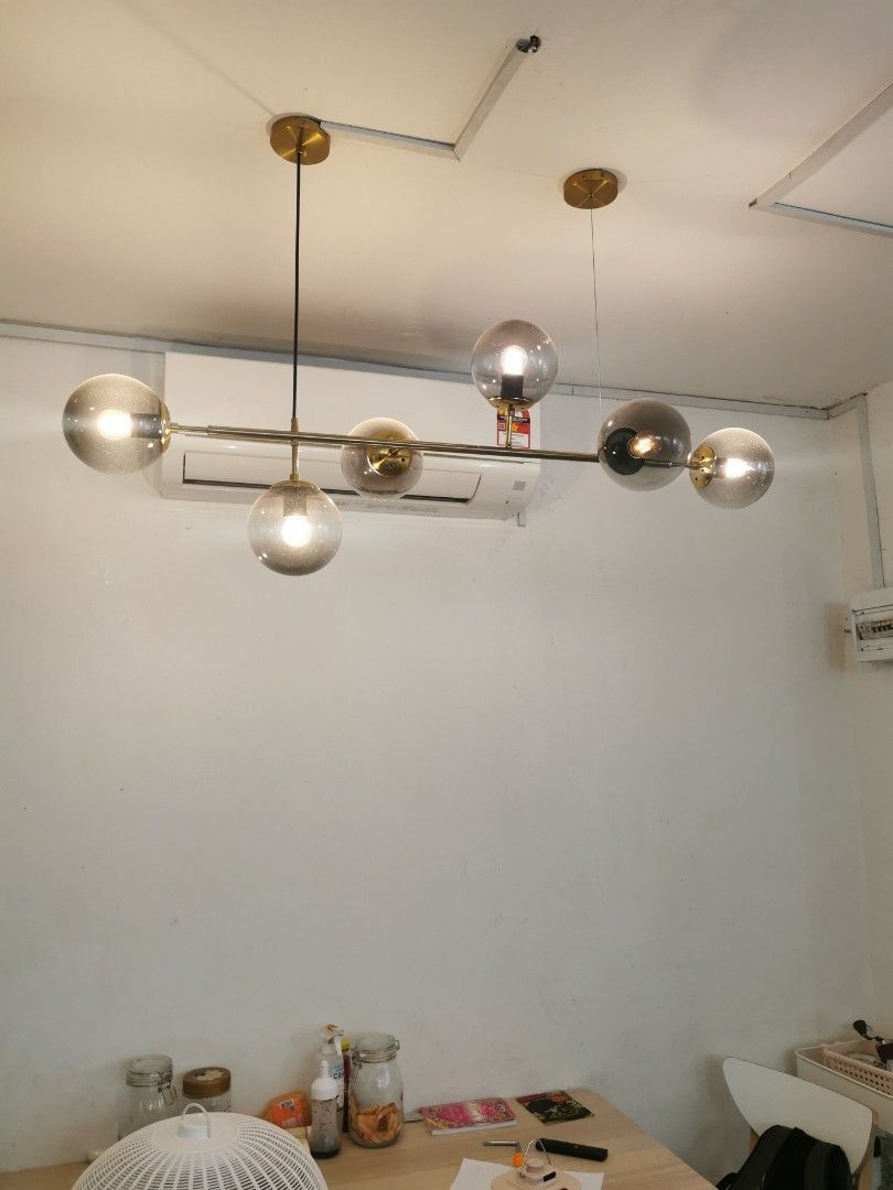 Lampu hiasan meja makan warna gold, Furniture & Home Living, Lighting